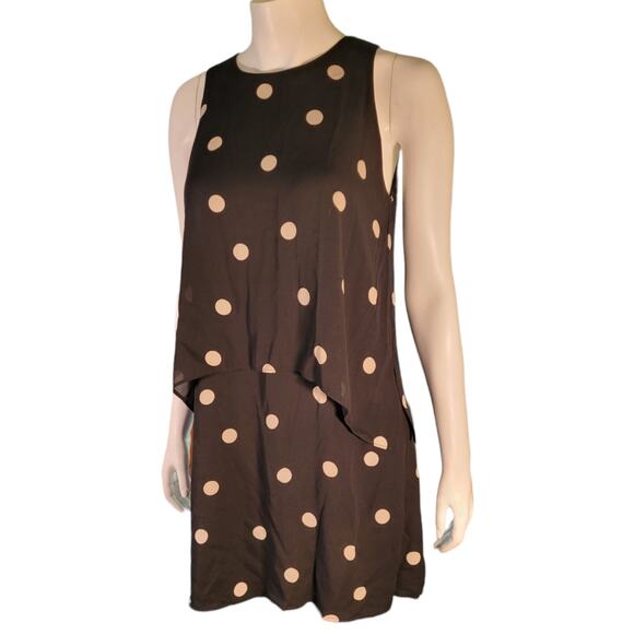 ANN TAYLOR Polka Dot Layered Dress Medium Lagenlook Sleeveless Tiered Modest - Picture 1 of 8